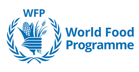 A blue and white logo of the world program.