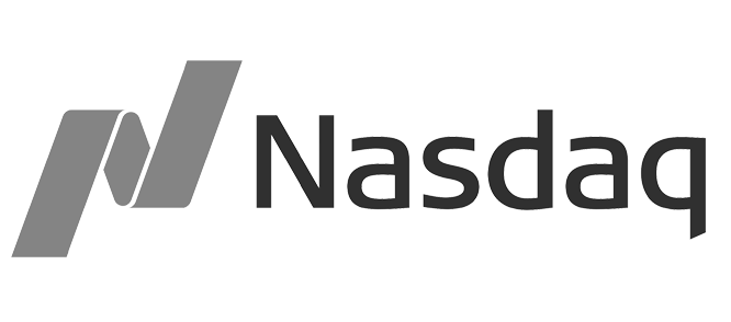 A black and white logo of the nasdaq.